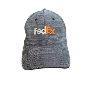 FedEx Gray Cap Hat snap back Gray Black striated with Orange/White Logo